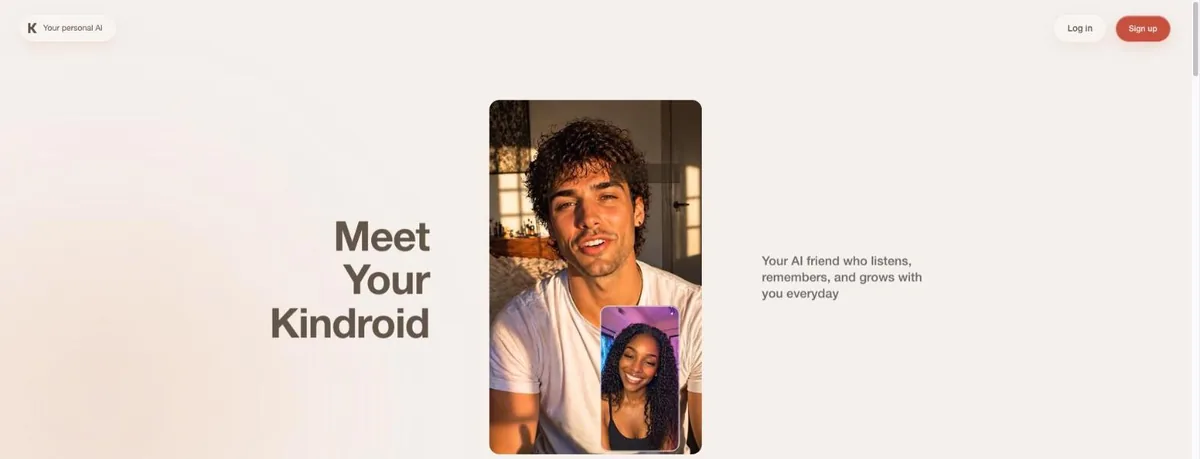 Kindroid homepage