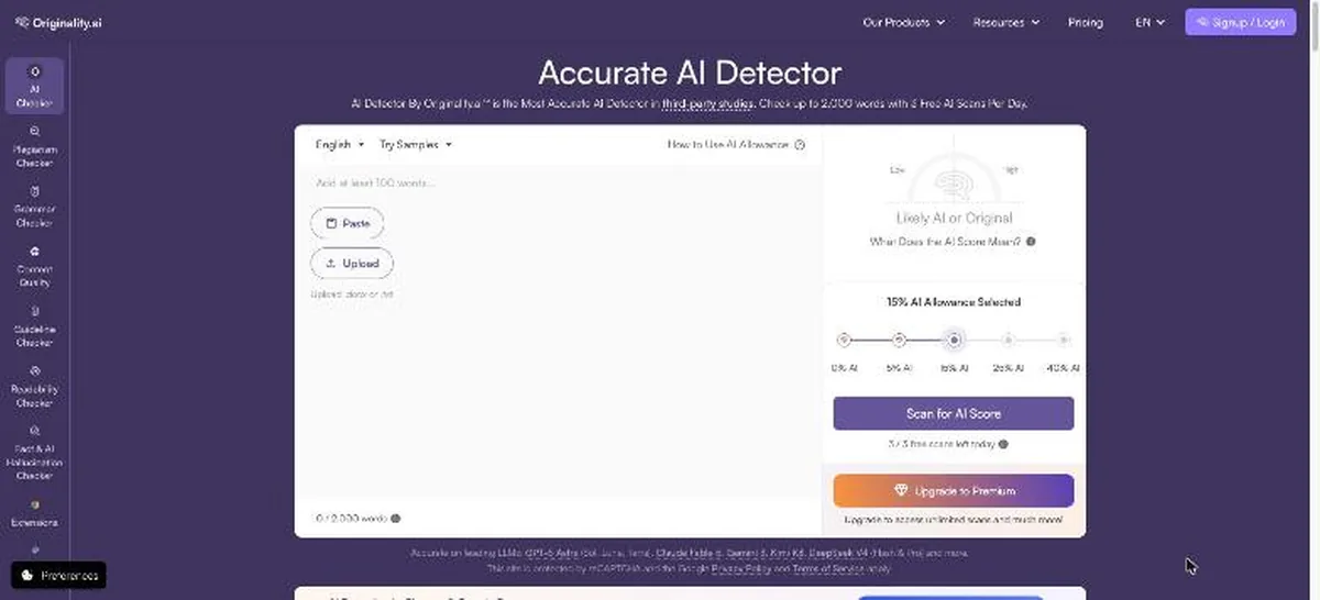 Originality.ai homepage