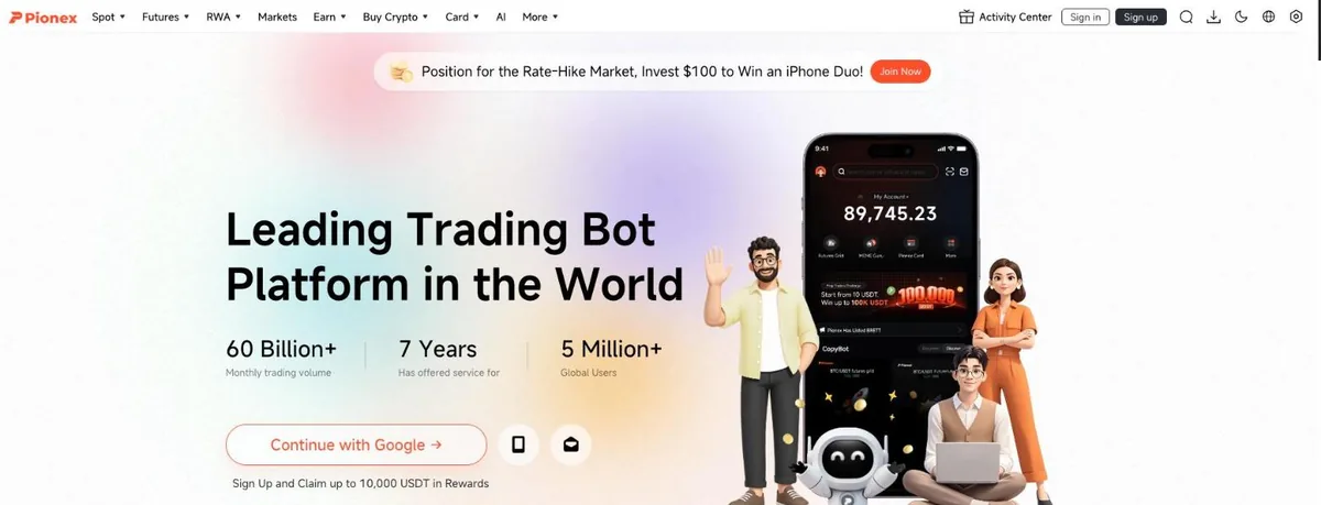 Pionex homepage