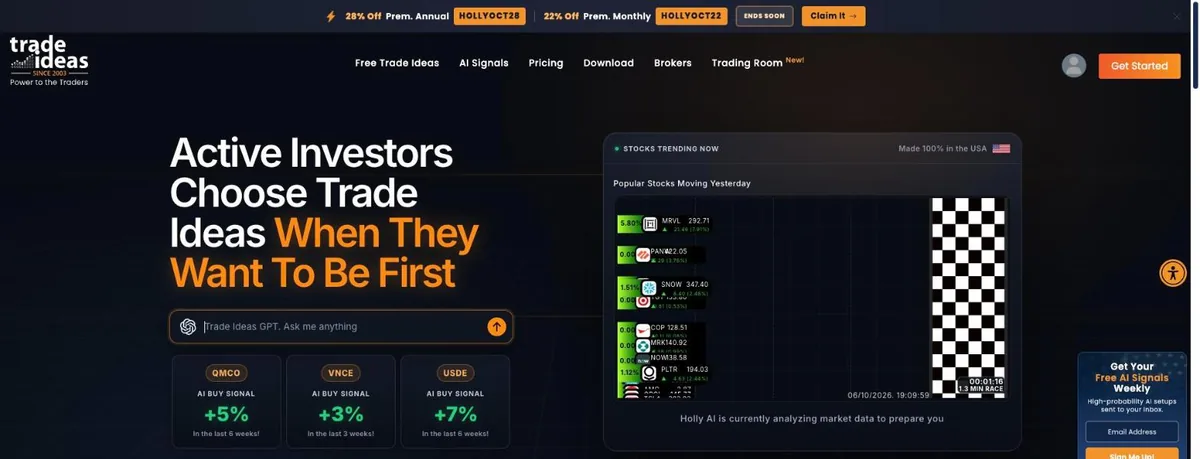 Trade Ideas homepage